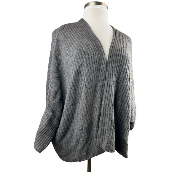 Barefoot Dreams Cozy Chic Lite Ribbed Shrug Cardigan Carbon Gray Plus Size 3X - Picture 3 of 11